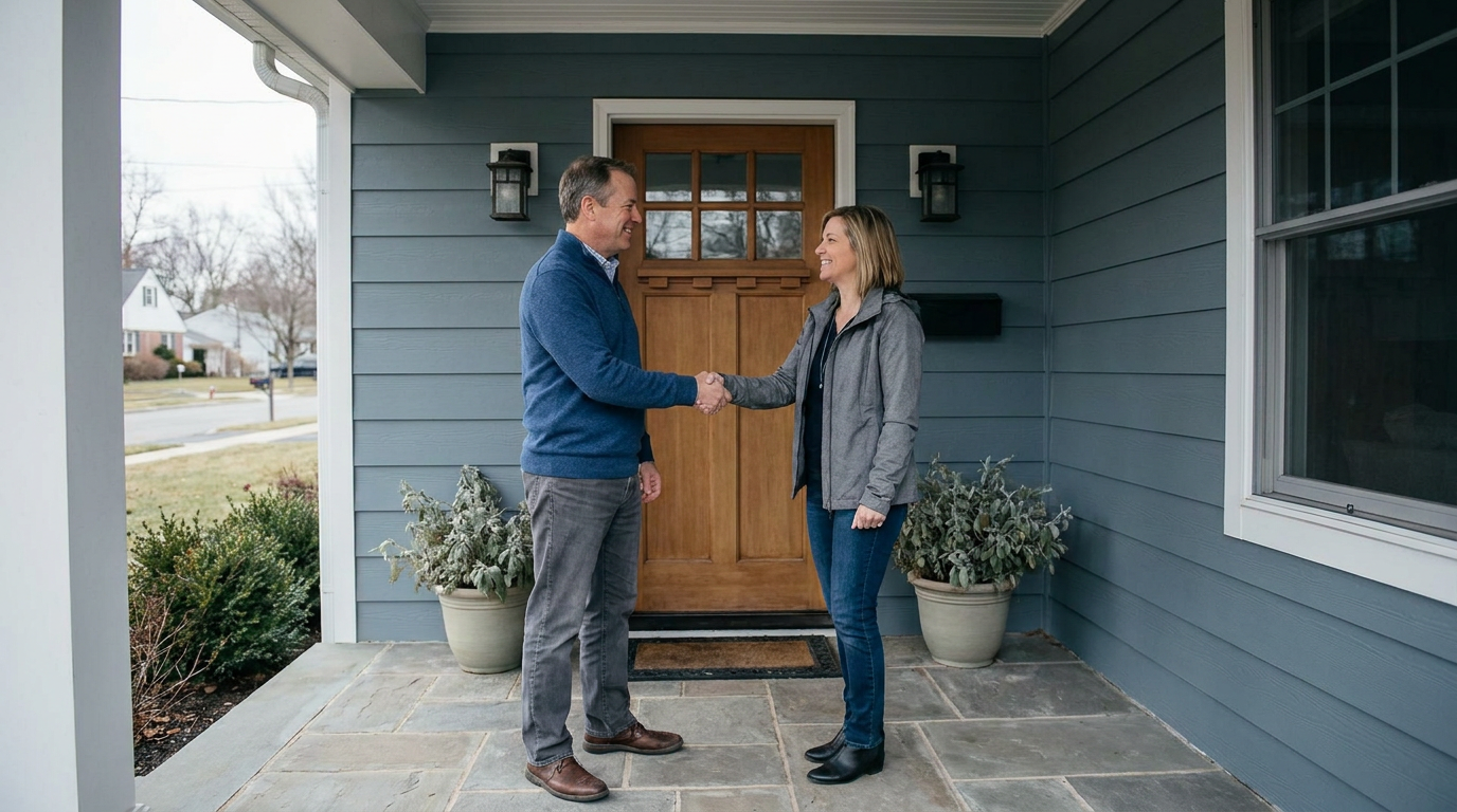 A long-term tenant renewing a lease on a well-kept rental property